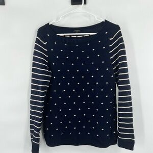 Talbots blue white stars stripes sweater top size SP